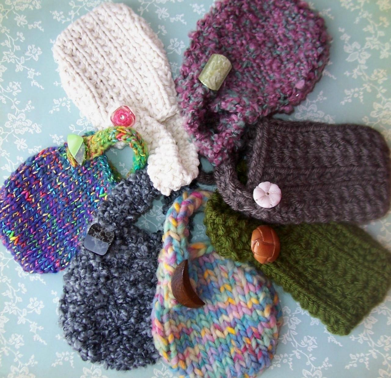 Mini Pouches Knitting Pattern Instant Download Four Designs