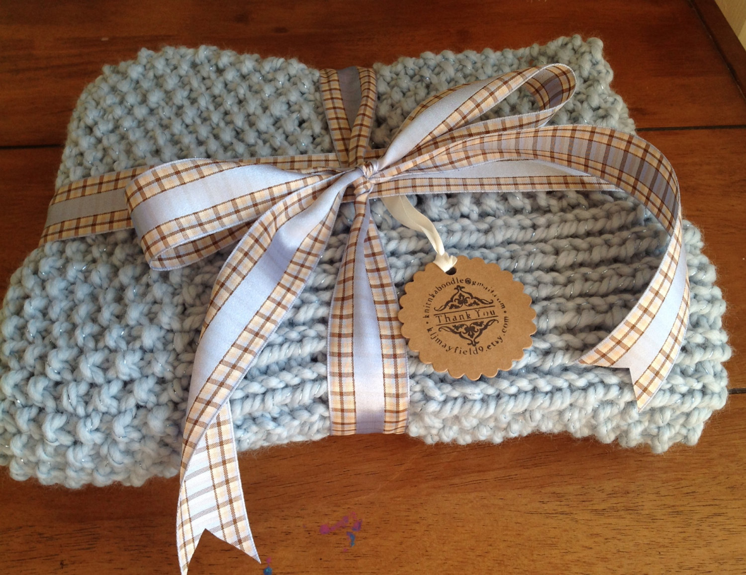 Hand Knitted Baby Blanket 30x30 on Luulla